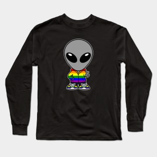 Pride Gray Alien Extraterrestrial Cartoon Long Sleeve T-Shirt